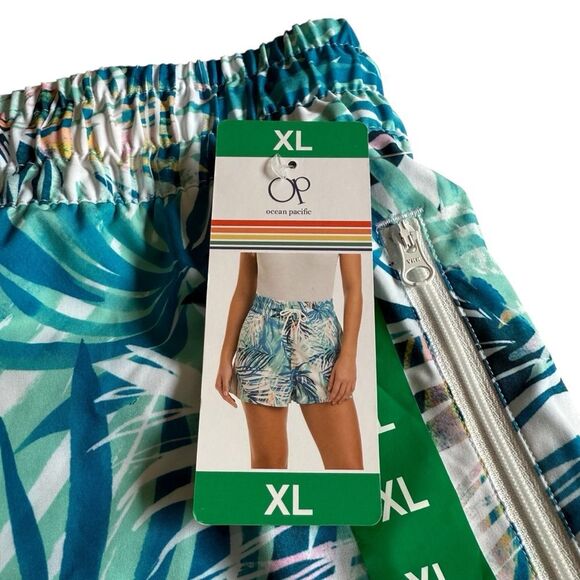 OP Ocean Pacific Quick Dry Tropical Beachy Pull On Shorts Mesh Pockets Sz XL NWT - Picture 4 of 16